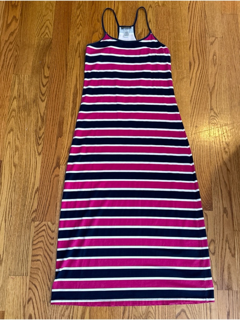 Tommy Bahama Navy, Pink and White Striped Racerback Maxi Dress
